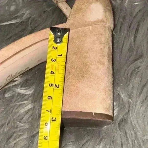 Sam Edelman Odila Scalloped Heel Sandals Camel Suede Nude Size 10 - Picture 9 of 11